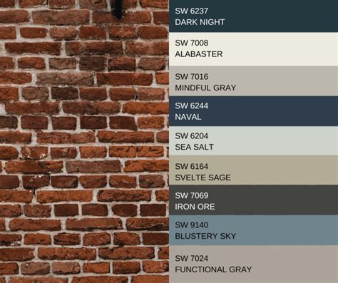 Same colors with a clue door. . Sherwin williams exterior paint colors with red brick